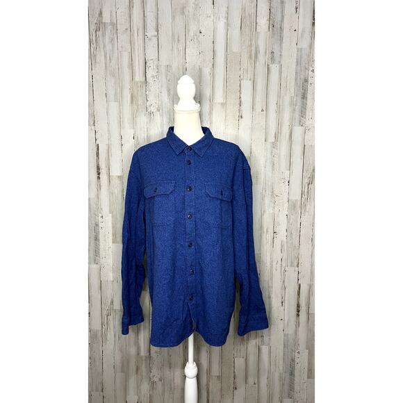 Old Navy Men's 2XL Blue Flannel Long Sleeve Button-Up Shirt Casual - Picture 1 of 5